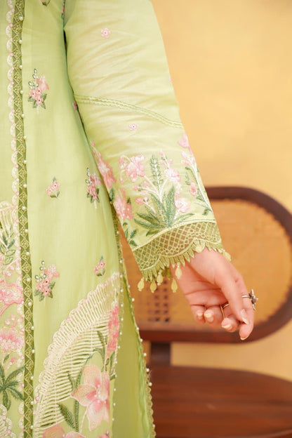 Mint Green Embroidered Cotton 3 Piece Suit for Women | Premium Quality