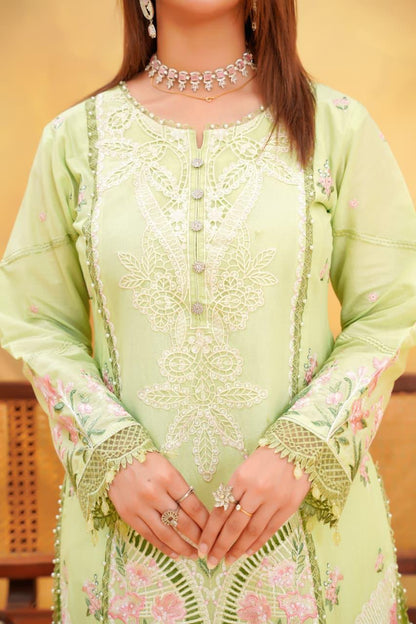 Mint Green Embroidered Cotton 3 Piece Suit for Women | Premium Quality