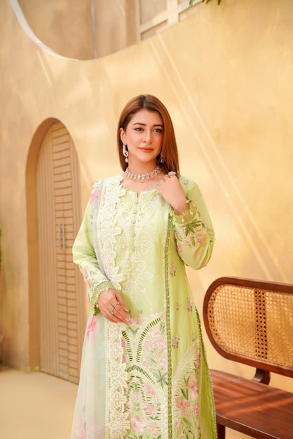 Mint Green Embroidered Cotton 3 Piece Suit for Women | Premium Quality