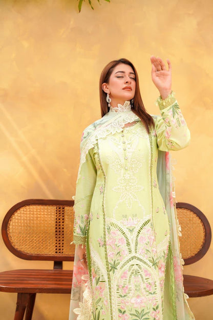 Mint Green Embroidered Cotton 3 Piece Suit for Women | Premium Quality